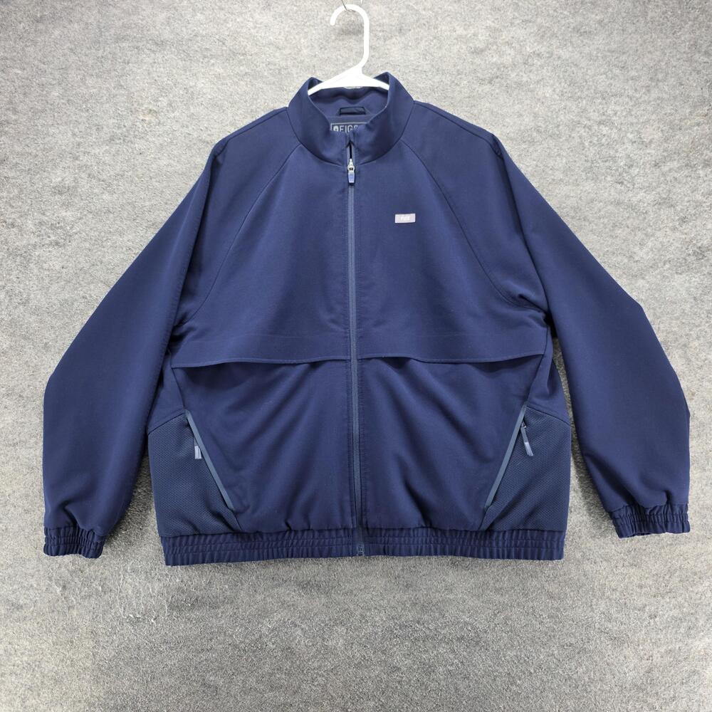 FIGS Track Jacket Mens XL Blue Technical Collection Full Zip Pockets Softshell